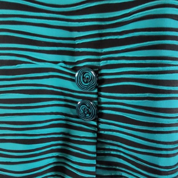 Come N See Button Green Black Striped Tunic Womens Small Jacket  - Picture 7 of 16